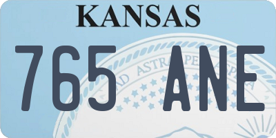 KS license plate 765ANE