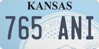 KS license plate 765ANI