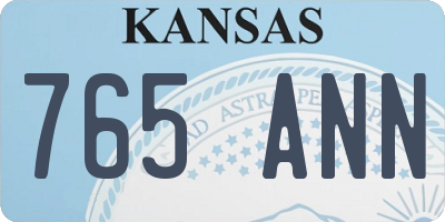 KS license plate 765ANN