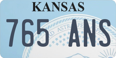 KS license plate 765ANS