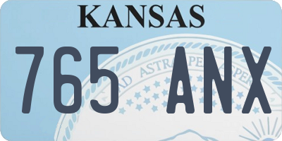 KS license plate 765ANX