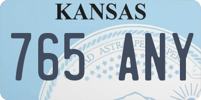 KS license plate 765ANY