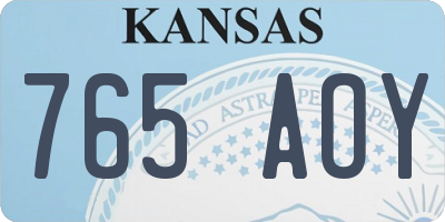 KS license plate 765AOY