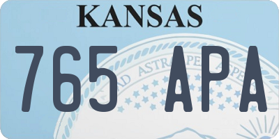 KS license plate 765APA