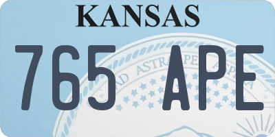 KS license plate 765APE