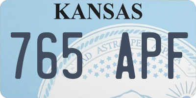 KS license plate 765APF