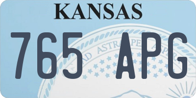 KS license plate 765APG