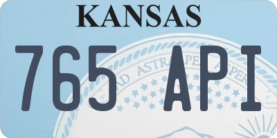 KS license plate 765API