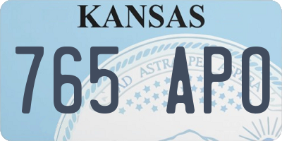KS license plate 765APO