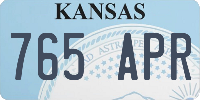 KS license plate 765APR
