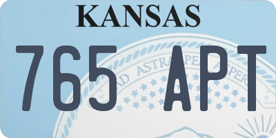 KS license plate 765APT