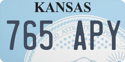 KS license plate 765APY