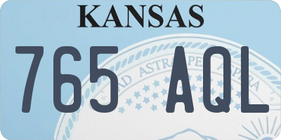 KS license plate 765AQL