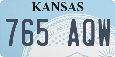 KS license plate 765AQW