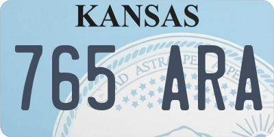 KS license plate 765ARA