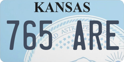 KS license plate 765ARE