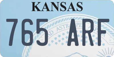KS license plate 765ARF
