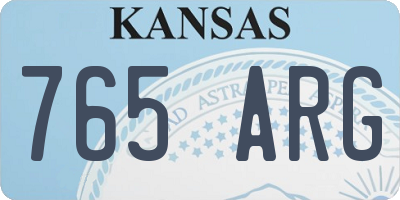 KS license plate 765ARG