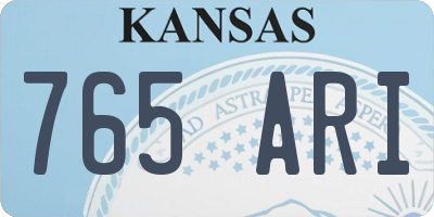 KS license plate 765ARI