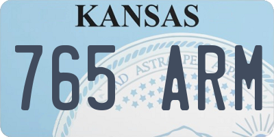 KS license plate 765ARM