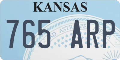 KS license plate 765ARP