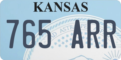 KS license plate 765ARR