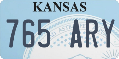 KS license plate 765ARY