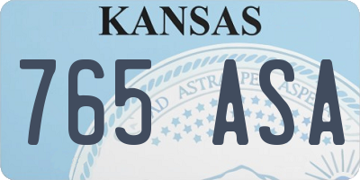 KS license plate 765ASA