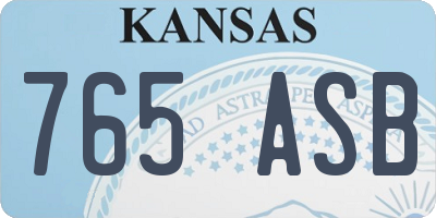 KS license plate 765ASB