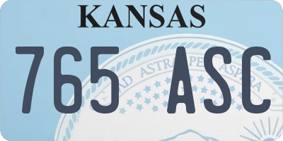 KS license plate 765ASC