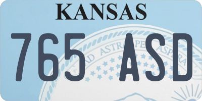 KS license plate 765ASD