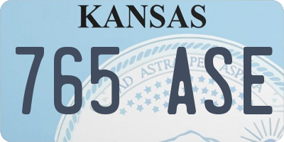 KS license plate 765ASE