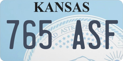 KS license plate 765ASF