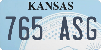 KS license plate 765ASG