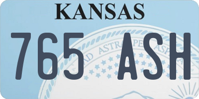 KS license plate 765ASH