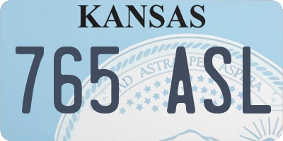 KS license plate 765ASL