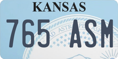 KS license plate 765ASM