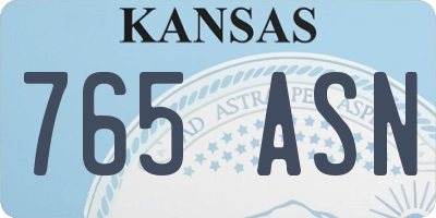 KS license plate 765ASN