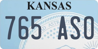 KS license plate 765ASO