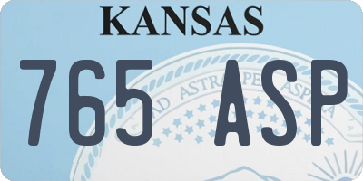 KS license plate 765ASP