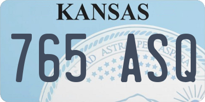 KS license plate 765ASQ