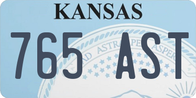 KS license plate 765AST