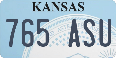 KS license plate 765ASU