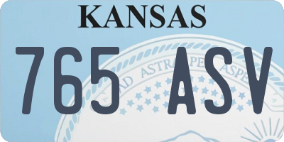 KS license plate 765ASV