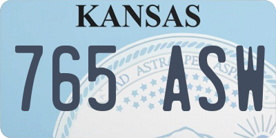KS license plate 765ASW