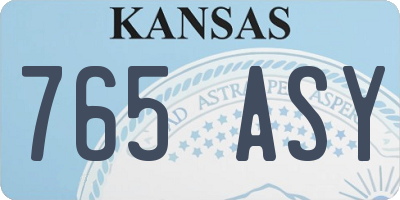 KS license plate 765ASY