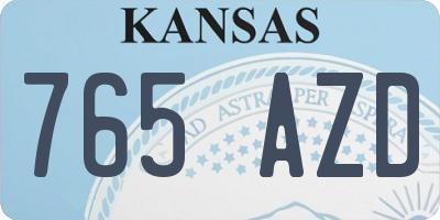 KS license plate 765AZD