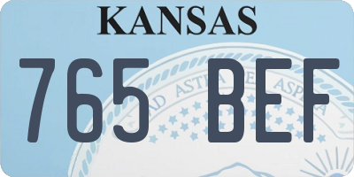 KS license plate 765BEF