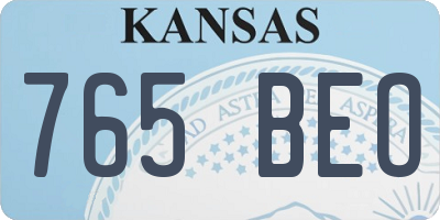 KS license plate 765BEO