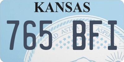 KS license plate 765BFI